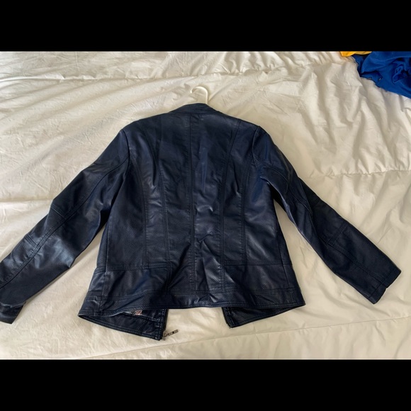 Navy blue faux leather jacket - Picture 2 of 2